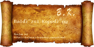 Balázsi Koppány névjegykártya